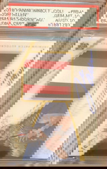 2018 Panini Immclt Coll Josh Allen Prem Pat Rookie Au #PRJA PSA 10 Card & Auto