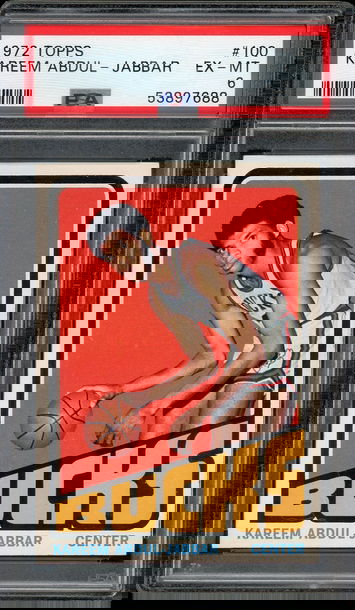 1972 Topps #100 Kareem Abdul-Jabbar HOF Milwaukee Bucks PSA 6 EX-MT
