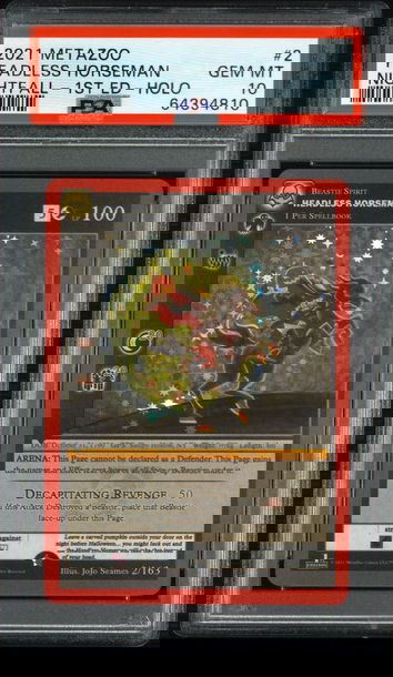 🐴💎 2021 Metazoo Nightfall 1st edition full holo Headless Horseman PSA 10 🔥🧨