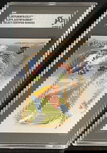 2020 Panini Select Justin Herbert Certified Rookie Insert SGC 9 Mint Charger!