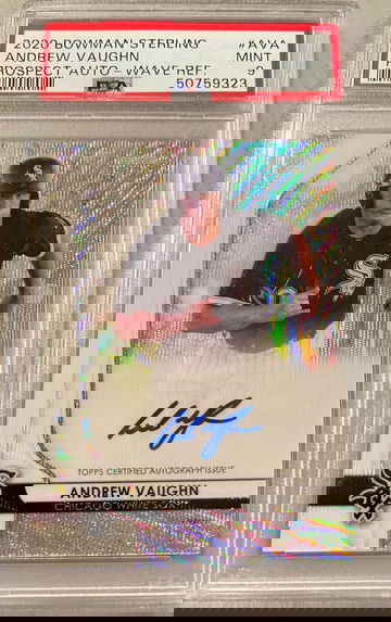 2020 Bowman Sterling Andrew Vaughn Wave Refractor Auto /125 PSA 9