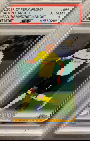 JADON SANCHO 2018 TOPPS CHROME ROOKIE PSA 10 GEM MINT 