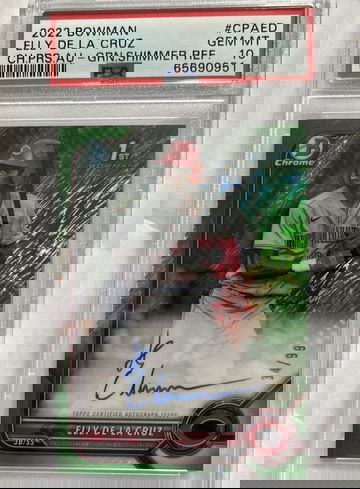 2022 Bowman Chrome Prospects Elly De La Cruz Grn Shimmer Refract /99 PSA 10 1st