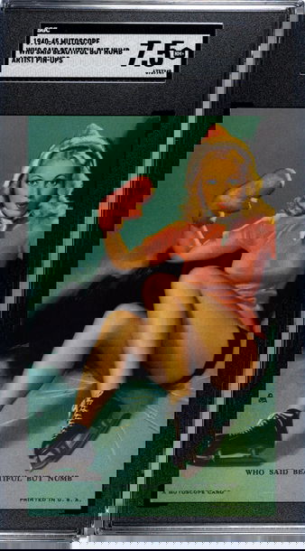 1940-45 Mutoscope Artist Pin-ups Who Said Beautiful But Numb  SGC 7.5 NM+