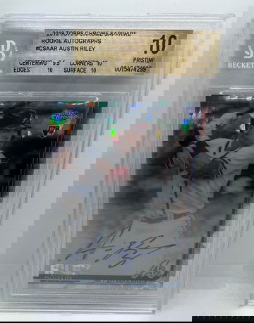 Austin Riley 2018 topps chrome sapphire auto BGS 10