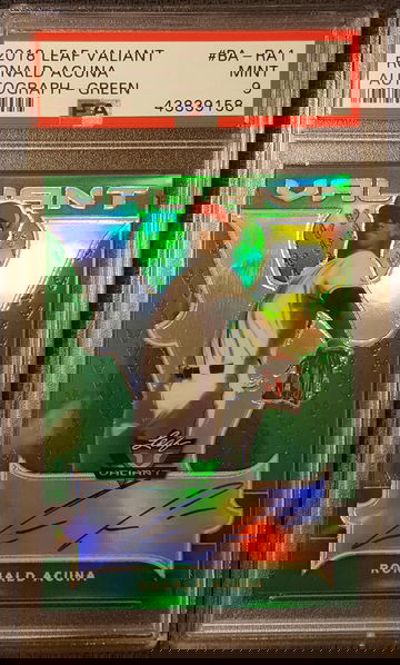 2018 Leaf Valiant Green */99 Rookie Ronald Acuna Jr. PSA 9 Auto