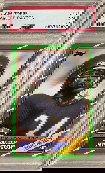 1986 TOPPS #11 WALTER PAYTON NM PSA 7