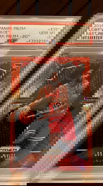 🔥2019-20 Prizm Coby White #253 Fast Break RED Prizm /125 PSA 10 RC Bulls🔥