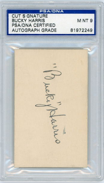 BUCKY HARRIS CUT SIGNATURE PSA/DNA 9