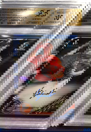 Gunnar Henderson 2019 Bowman Draft True Blue Refractor Auto /150 BGS 9.5/10 