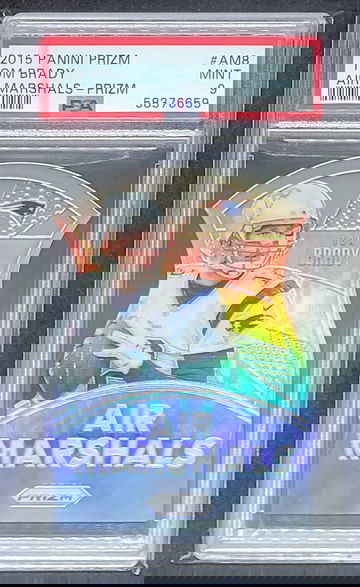 2015 PRIZM TOM BRADY AIR MARSHALLS SILVER PRIZM SP DIE CUT PSA 9 MINT RARE NICE!