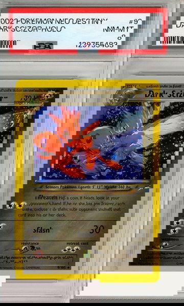 2002 POKEMON NEO DESTINY DARK SCIZOR-HOLO #9 PSA 8 NM-MT