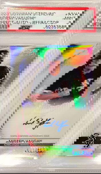 Andrew Vaughn 2020 Bowman Sterling Refractor /150 Auto PSA9 Mint 