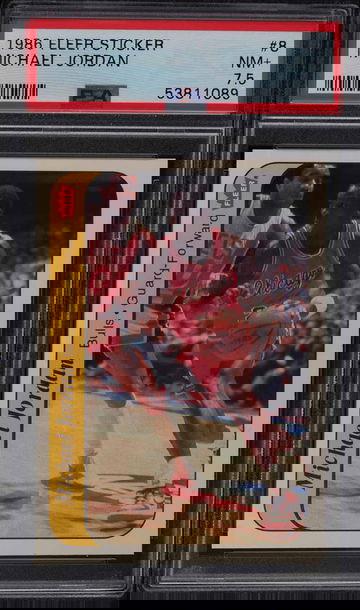 1986 FLEER STICKER MICHAEL JORDAN ROOKIE RC #8 PSA 7.5 NRMT+