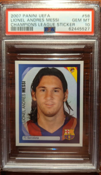 2007/08 Panini UEFA Champions League Stickers Lionel Messi PSA 10 POP 1 of 3