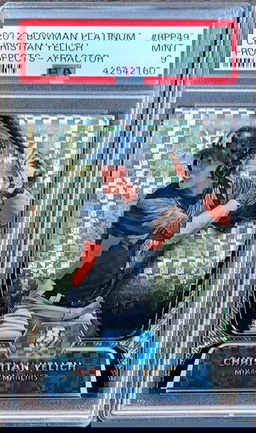 2012 CHRISTIAN YELICH Bowman Platinum Prospects XFRACTOR PSA 9 Rookie #BPP49