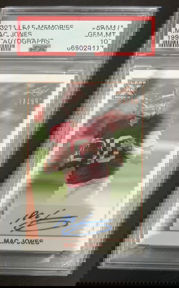 2021 Leaf Memories BAMJ1 Mac Jones /99 1990 Autographs PSA 10
