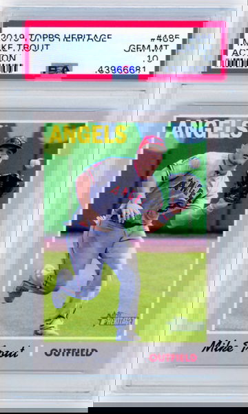 2019 Topps Heritage #485 Mike Trout Action PSA 10 GEM MINT!