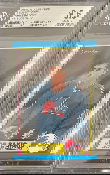 Joe Sakic 1989-90 O-Pee-Chee Tembec Test Set White Back Rookie Card RC #113 BGS 8.5 Extremely Rare!