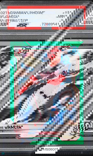 Luis Garcia 2021 Bowman Chrome Green Refractor #74 Nationals RC Rookie PSA 9