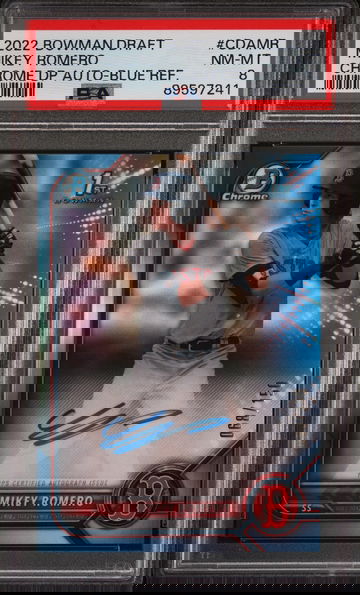 2022 Bowman Draft Chrome Autograph Blue Refractor Mikey Romero #CDAMR /150 PSA 8