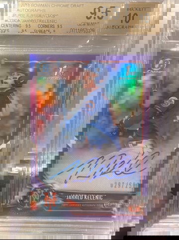 Jarred kelenic  2018 bowman chrome draft purple refractor bgs 9.5-10 auto 