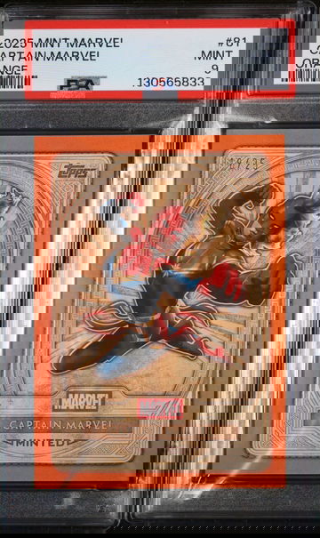 2025 Topps Mint Marvel Orange Captain Marvel #81 /125 PSA 9
