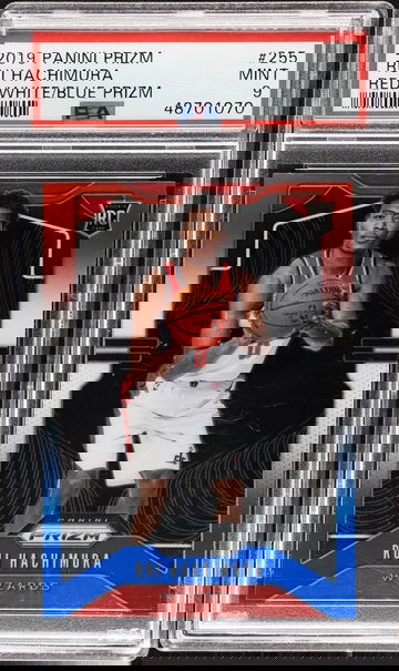 2019 Panini Prizm Rui Hachimura Red White & Blue Prizm #255 PSA 9