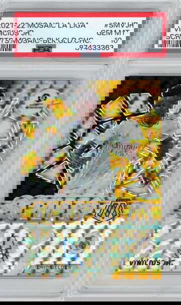 PSA 10 2022 Panini Mosaic La Liga Vinicius Jr. Scripts Black Gold Choice #/8