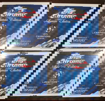 2020-21 Topps Chrome UEFA Champions League Sapphire Edition Hobby Box Lot of 4