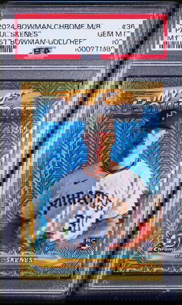 PAUL SKENES GOLD REFRACTOR /50 PSA 10 BOWMAN CHROME GOLD MOJO RC ROOKIE