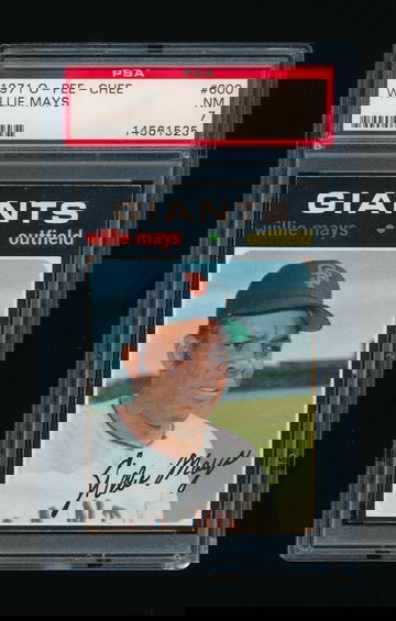 1971 OPC #600, Willie Mays PSA 7 NM (!) Blazer *Hi  SP HOFer