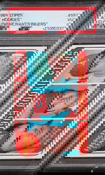 1969 Topps A.L. Rookies Floyd/Burchart/Fingers #597 RC PSA 3