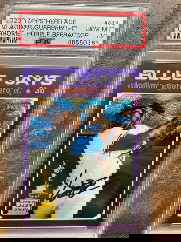 Vladimir Guerrero Jr. - 2020 Topps Heritage Chrome Purple Refractor #41  PSA 10