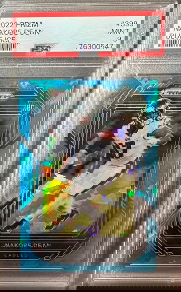 2022 Panini Prizm Nakobe Dean Blue Cracked Ice Rookie RC 41/99 PSA 9