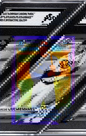 2021 Bowan Chrome Prospects Carlos Colmenarez Purple Refractor /250 SGC Mint 9