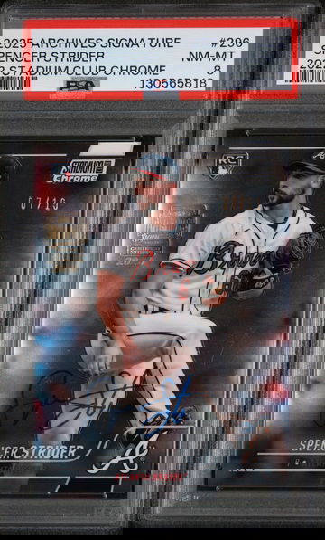 2025 Topps Archives Signature Series 2022 Stadium Club Chrome Spencer Strider #296 /19 PSA 8