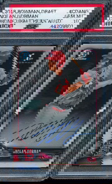 2018 Bowman Chrome Draft Nolan Gorman Base RC AUTO PSA 10 GEM MINT