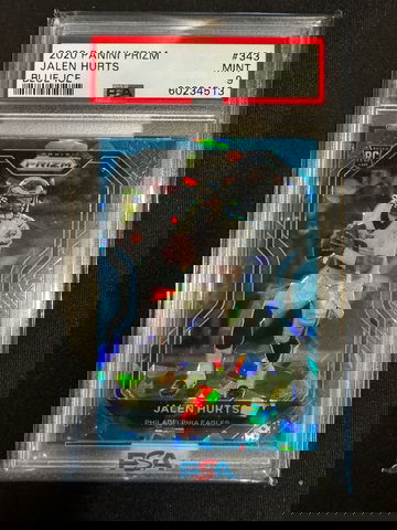 2020 panini Prizm jalen hurts blue ice /99 psa 9 RARE! EAGLES!