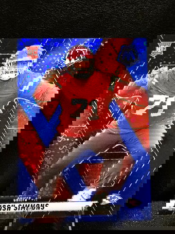 2025 Panini Mosaic  JOSH SIMMONS RC  Blue NO HUDDLE Prizm  69/99  Chiefs