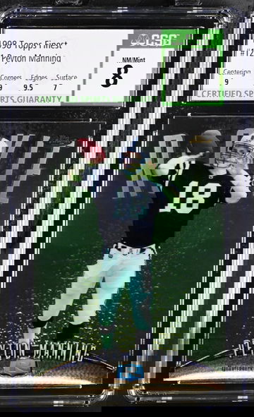 Peyton Manning Rookie 1998 Topps Finest Graded CSG 8 with sub grades