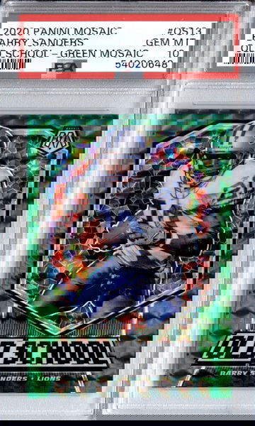 2020 Panini Mosaic Old School Mosaic Green #13 Barry Sanders PSA 10