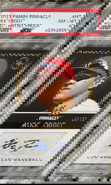 2013 Panini Pinnacle MIKE TROUT #MT Auto - Artist Proof /25 - PSA 8