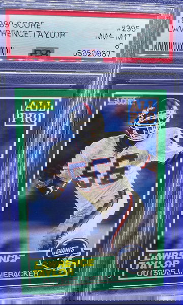 1989 Score Football #295 Lawrence Taylor All Pro New York Giants HOF PSA 8 NM-MT