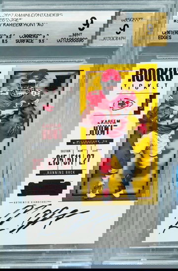 2017 Panini Contenders Red Zone Rookie Auto Kareem Hunt BGS 9