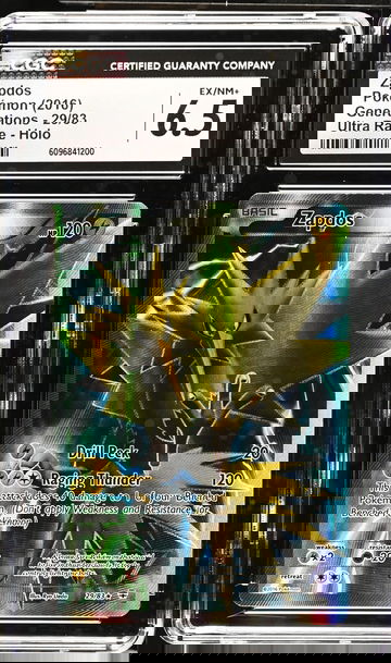 2016 Pokémon XY Generations Full Art Zapdos #29/83 Holo CGC 6.5