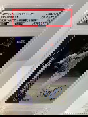 2020 Topps Chrome Luis Robert Rookie RC Purple Refractor Auto RA-LR /250 PSA 10