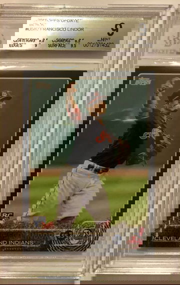 2015 Topps Update Francisco Lindor RC Black Parallel #US82 42/64 BGS 9.0