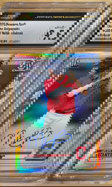 2020 Bowman Draft Chrome Autographs Milan Tolentino Refractor Auto #/499 Guardians Indians