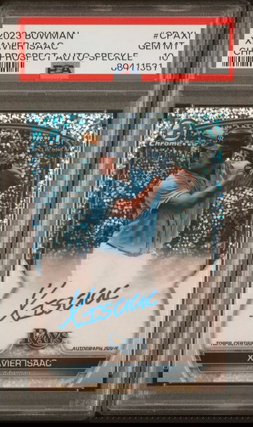 2023 Bowman Chrome Xavier Isaac Prospect Sparkle Refractor Auto PSA 10